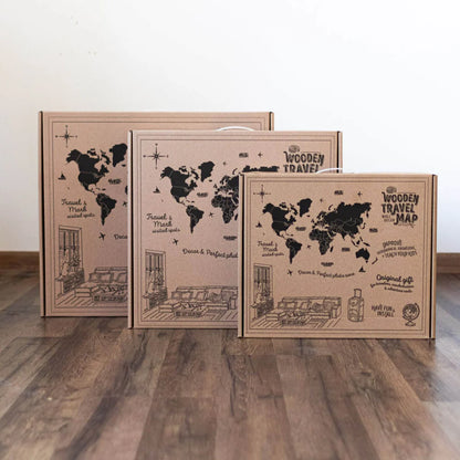 3D Wooden World Map オークカラー 木製世界地図 [受注生産品：約2か月で出荷]