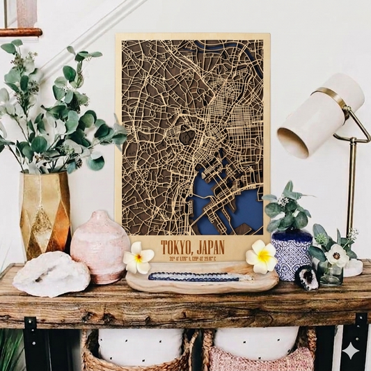 3D Wood City Map インテリア用木製都市マップ 【約1週間で出荷】