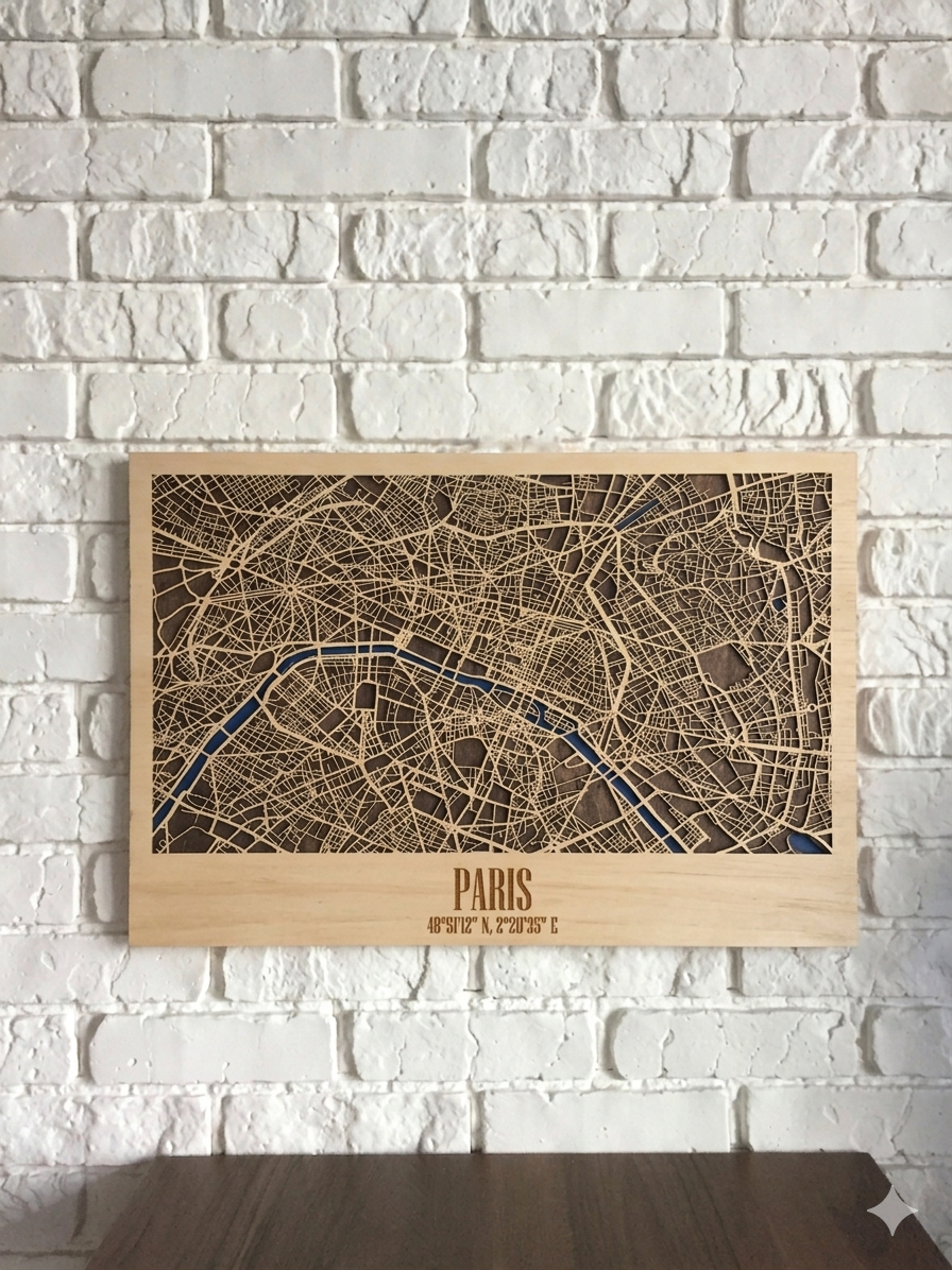 3D Wood City Map インテリア用木製都市マップ 【約1週間で出荷】