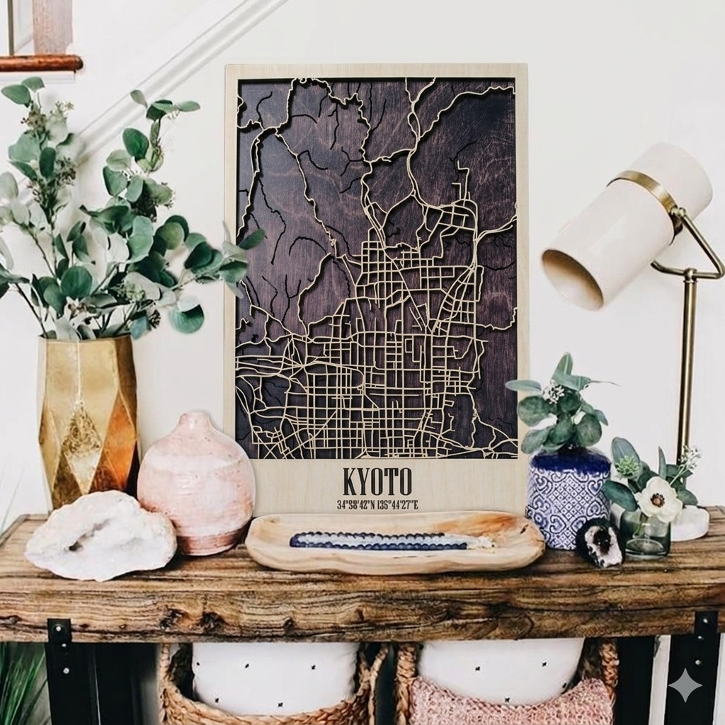 3D Wood City Map インテリア用木製都市マップ 【約1週間で出荷】