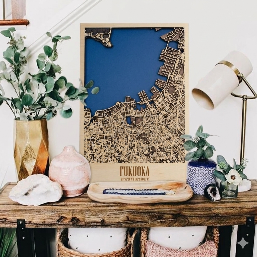 3D Wood City Map インテリア用木製都市マップ 【約1週間で出荷】
