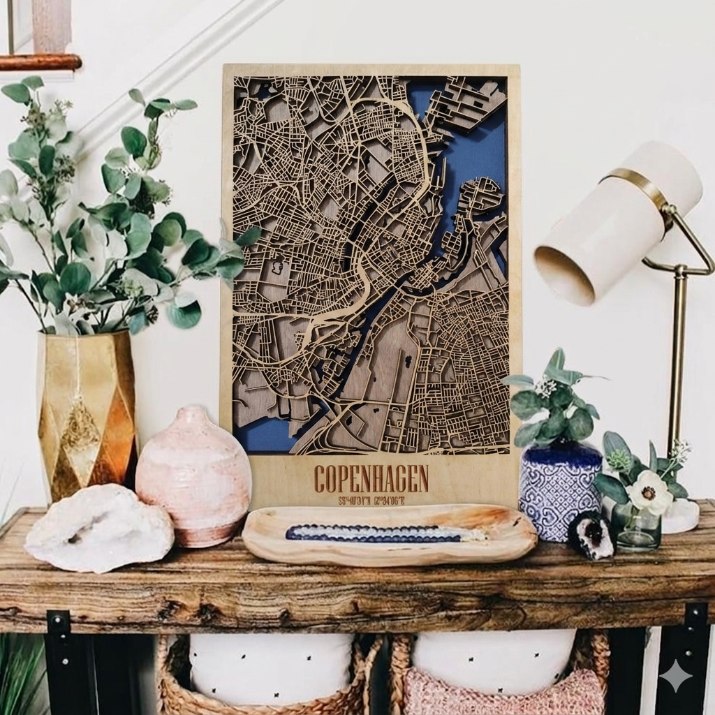 3D Wood City Map インテリア用木製都市マップ 【約1週間で出荷】