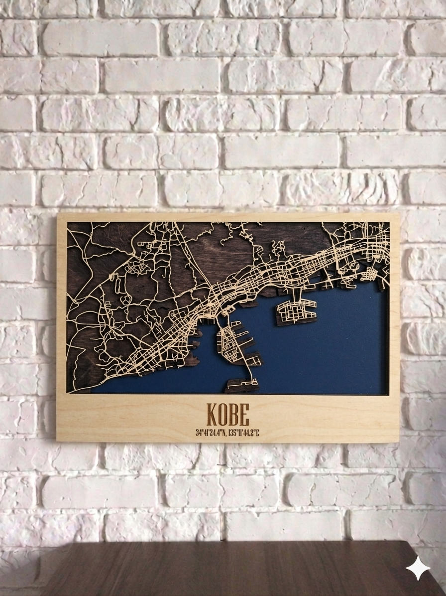 3D Wood City Map インテリア用木製都市マップ 【約1週間で出荷】