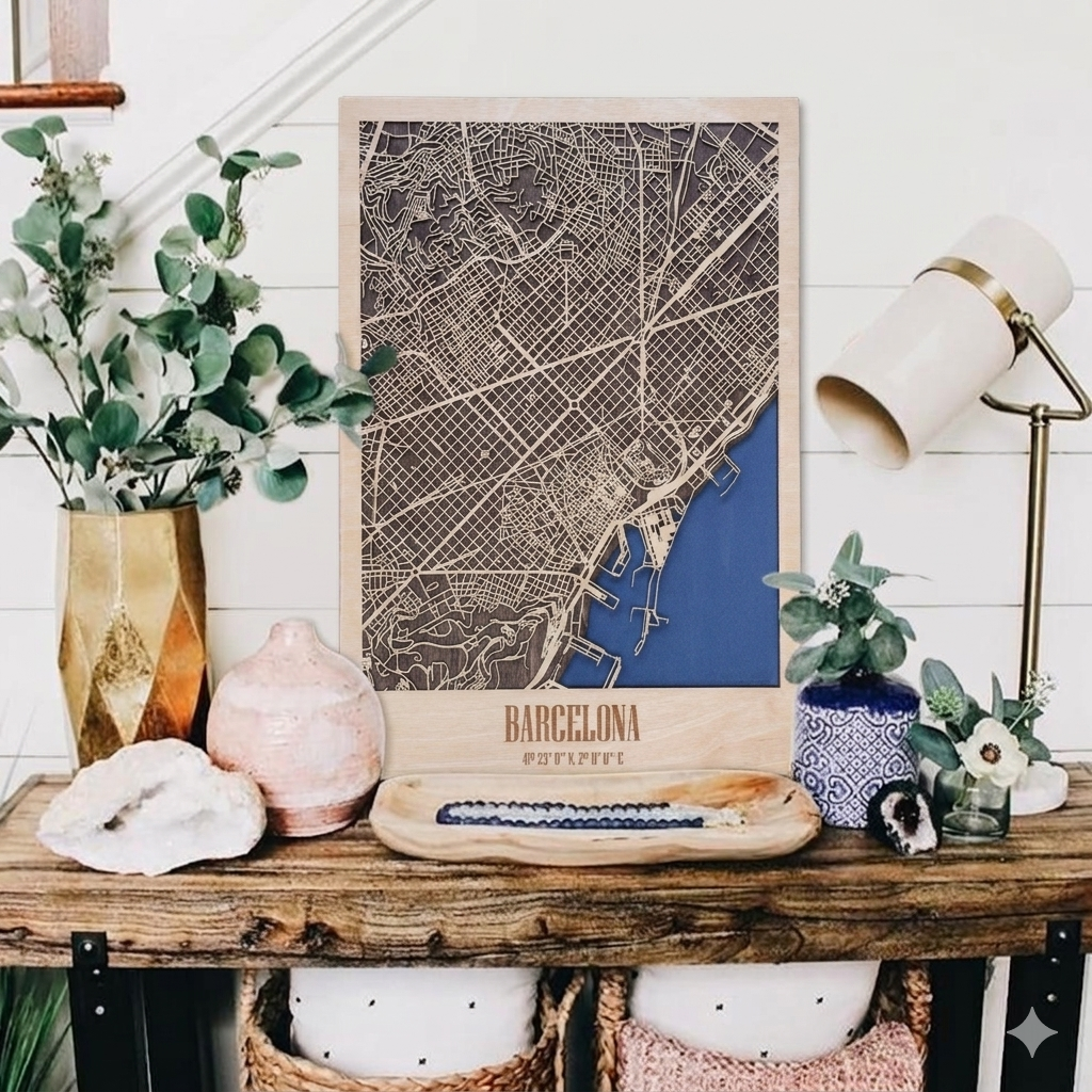 3D Wood City Map インテリア用木製都市マップ 【約1週間で出荷】