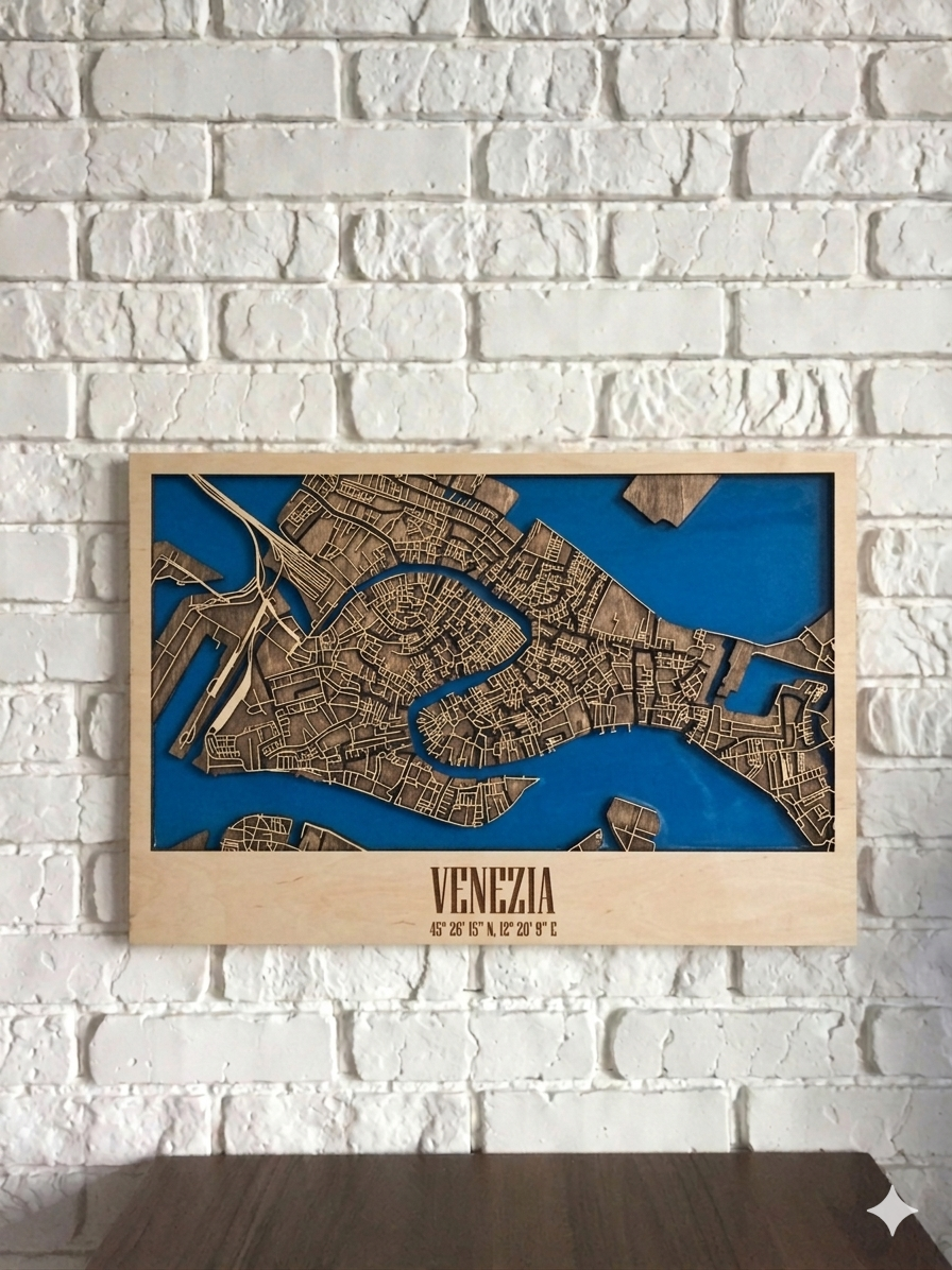 3D Wood City Map インテリア用木製都市マップ 【約1週間で出荷】
