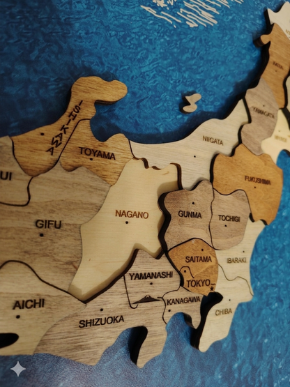 3D Wooden Japan Map on Board シングルパネル マルチカラー 【約1週間で出荷】【在庫限りで販売終了予定】