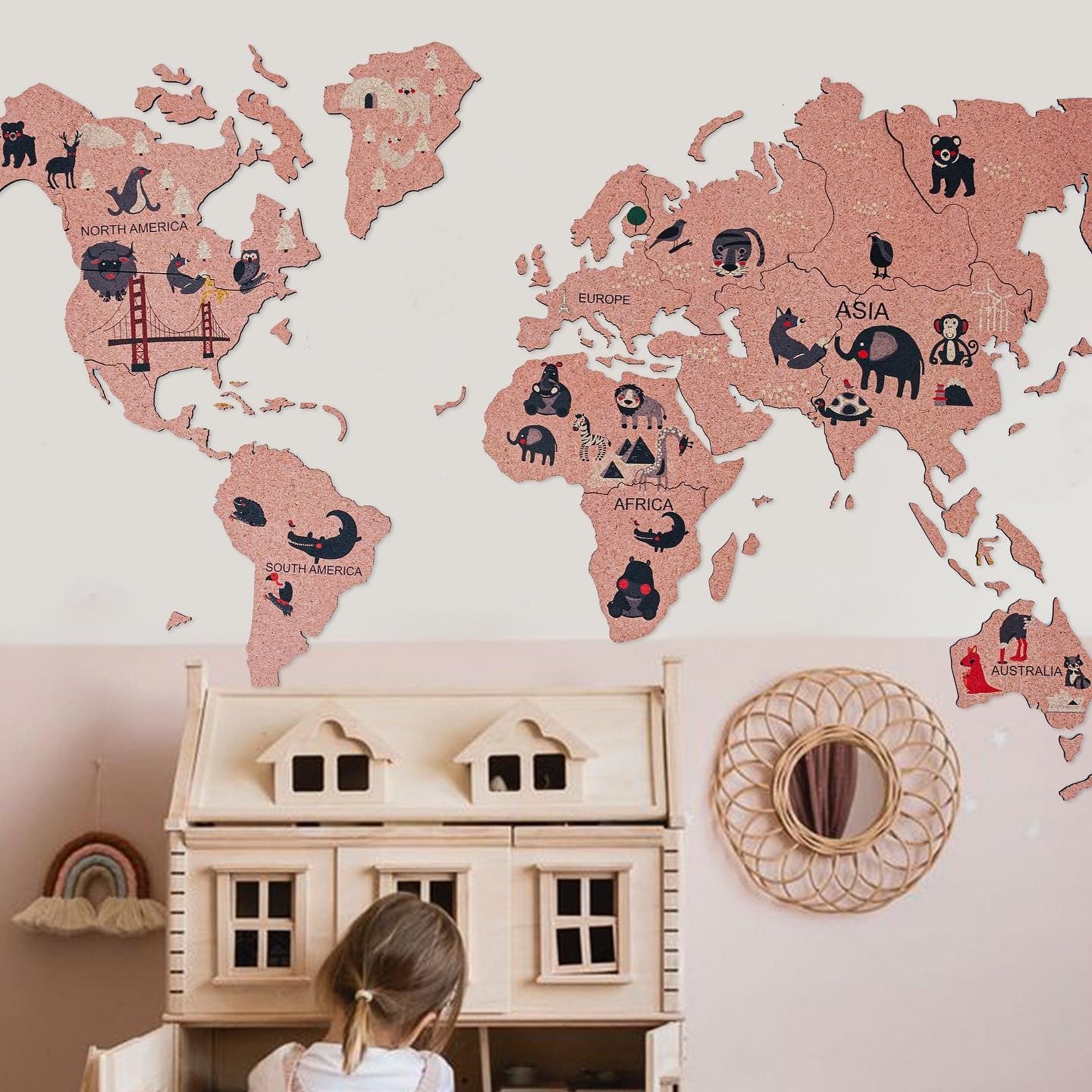 Cork World Map キッズモデル コルク製世界地図[在庫限りで販売終了予定：約1週間で出荷]
