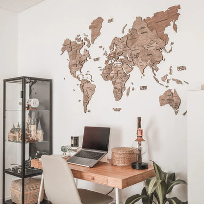 3D Wooden World Map テラカラー 木製世界地図[受注生産品：約2か月で出荷]