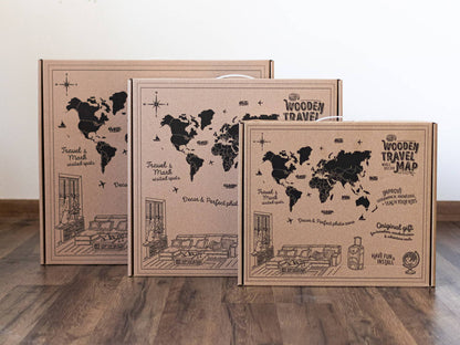3D Wood World Map カプチーノカラー 木製世界地図 【南極大陸なし】【約1週間で納品】【セール品は在庫なくなり次第終了】