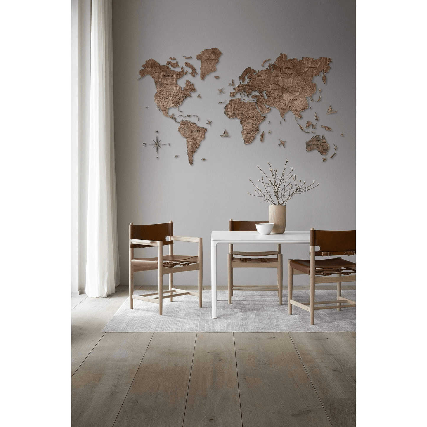 2D Wooden World Map ダークウォルナットカラー 木製世界地図 【南極大陸なし】【約1週間で出荷】【セール品は在庫限りで販売終了予定】