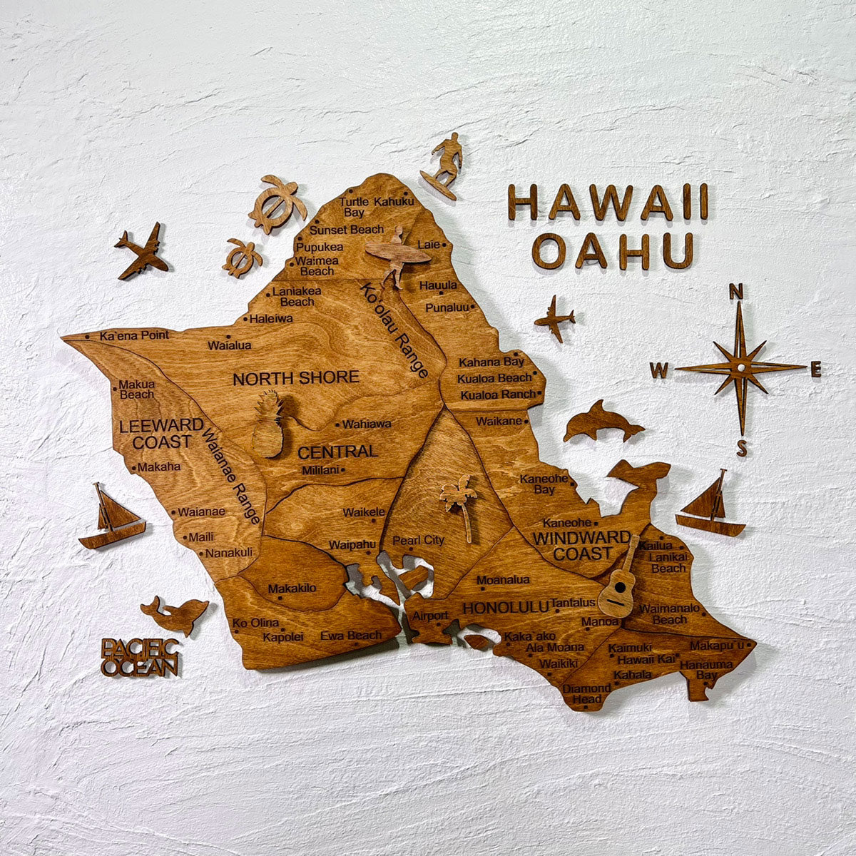 ヴィンテージ HAWAII ハワイ マップ 地図 壁掛けプレート デコパージュ 3D Wooden Hawaii Map – Enjoy The Wood 日本公式サイト (木製世界地図
